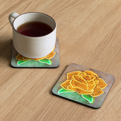 Yellow Rose Cork-back coaster (1)