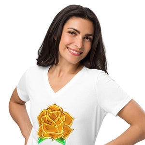 Women’s Yellow Rose neon relaxed v-neck t-shirt